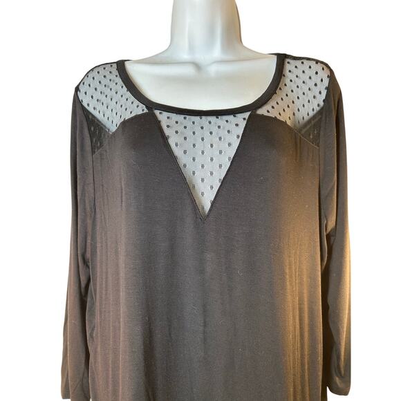 LANE BRYANT Women’s Long Sleeve Top With Mesh Neckline / Size: 14-16 - Picture 4 of 7